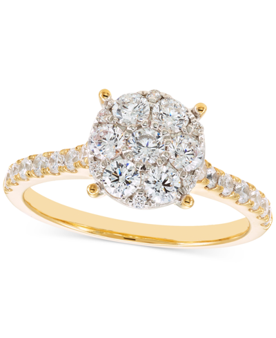 Macy's Diamond Cluster Engagement Ring (1 Ct. T.w.) In 14k Two-tone Gold In Two Tone