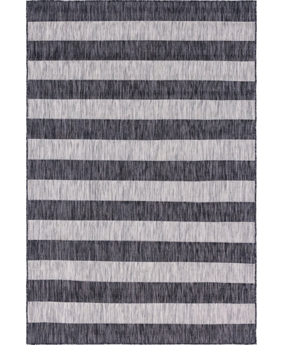 Bayshore Home Outdoor Banded Distressed Stripe 6' X 9' Area Rug In Gray