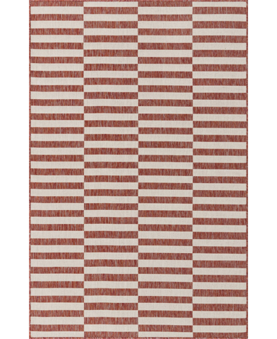 Bayshore Home Outdoor Banded Striped 5' X 8' Area Rug In Red