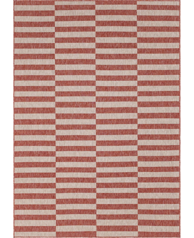 Bayshore Home Outdoor Banded Striped 7' X 10' Area Rug In Red