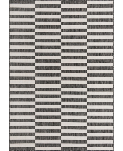 Bayshore Home Outdoor Banded Striped 8' X 11'4" Area Rug In Charcoal