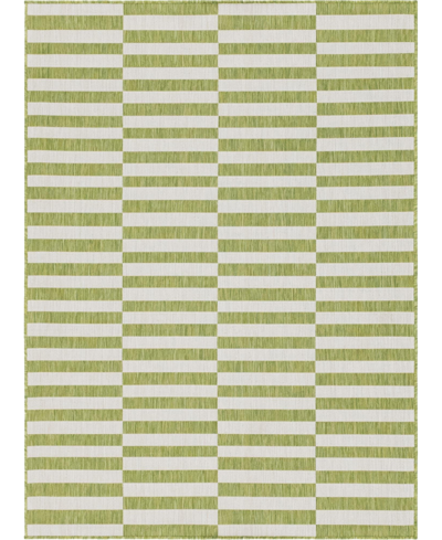 Bayshore Home Outdoor Banded Striped 8' X 11'4" Area Rug In Green