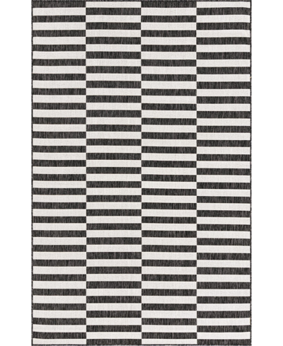 Bayshore Home Outdoor Banded Striped 5' X 8' Area Rug In Charcoal