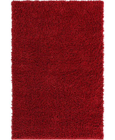Bayshore Home Always Shag Solid 4' X 6' Area Rug In Cherry