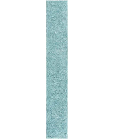 Bayshore Home Always Shag Solid 2'6" X 13' Runner Area Rug In Turquoise