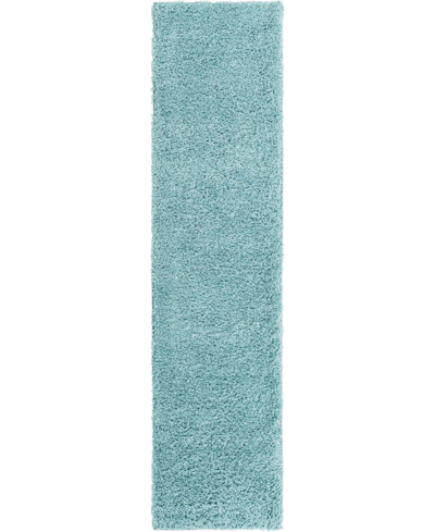 Bayshore Home Always Shag Solid 2'6" X 10' Runner Area Rug In Turquoise