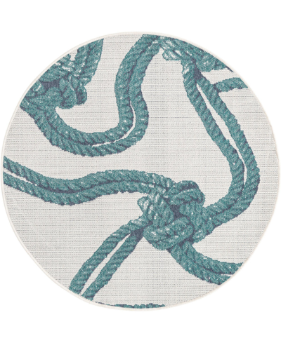 Bayshore Home Outdoor Shore Tethered 4' X 4' Round Area Rug In Ivory