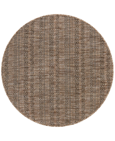 Bayshore Home Outdoor Banded Maia 4' X 4' Round Area Rug In Brown