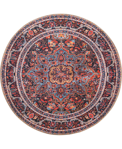 Bayshore Home Lift Bellona 3'6" X 3'6" Round Area Rug In Burgundy