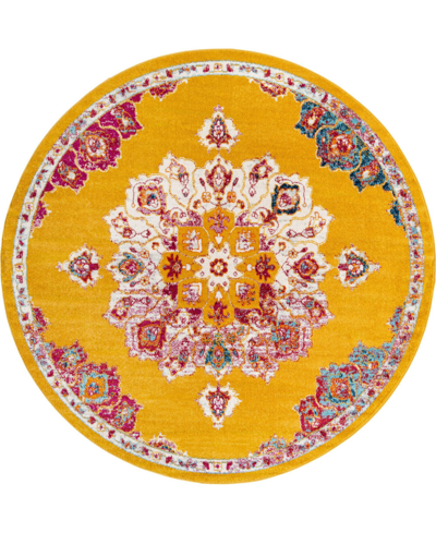 Bayshore Home Closeout!  Dodds Kokulu 7'10" X 7'10" Round Area Rug In Yellow