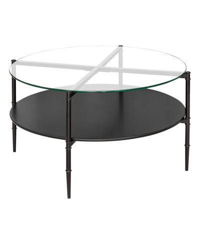 Martha Stewart Collection Caroline 18" Round Interchangeable Wood Glass Top Coffee Table In Black