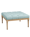 Martha Stewart Collection Bonnieville 34" Round Upholstered Button Tufted Accent Ottoman In Blue