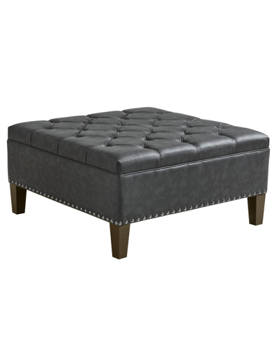 Madison Park Lindsey 36" Tufted Square Wood Frame Cocktail Ottoman In Charcoal