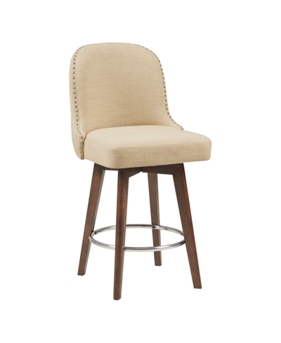 Madison Park Kobe 25.5" Upholstered Counter Stool With Swivel Seat In Natural