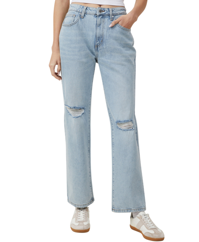 Cotton On Women's Slim Straight Jeans In Bondi Blue Rip