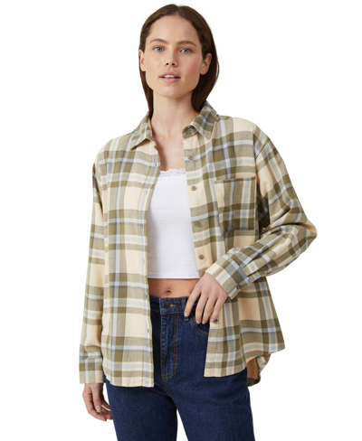 Cotton On Women's Boyfriend Flannel Shirt In Simone Check Woodland