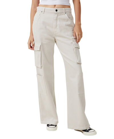 Cotton On Women's Cargo Wide Leg Jeans In Soft Taupe