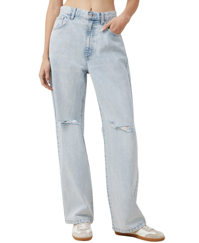 Cotton On Women's Loose Straight Jeans In Palm Blue Rip