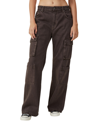 Cotton On Women's Cargo Wide Leg Jeans In Chocolate Brown