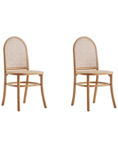 Manhattan Comfort Paragon Dining Chair 2.0 In Nature And Cane - Set