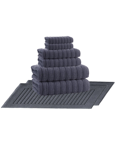 Enchante Home Vague Turkish Cotton 8pc Towel Set In Silver