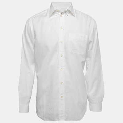 Pre-owned Emporio Armani White Cotton Button Down Full Sleeve T-shirt M