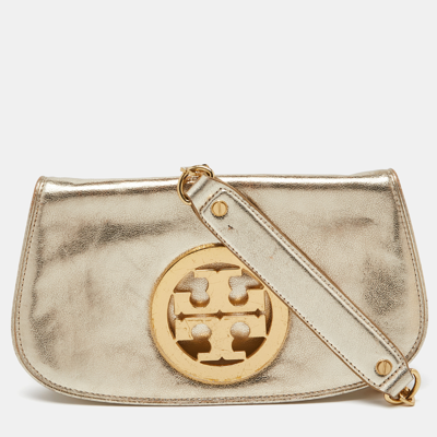 Pre-owned Tory Burch Gold Leather Amanda Clutch Bag