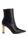 Givenchy Black G Cube Ankle Boots With Gold-tone Logo Heel Black In Leather Woman In Black
