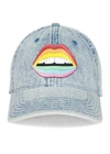 Lauren Moshi Reina Rainbow Mouth Patch In Washed Denim