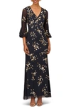 AIDAN MATTOX BY ADRIANNA PAPELL AIDAN MATTOX BY ADRIANNA PAPELL BEADED FLORAL V-NECK GOWN