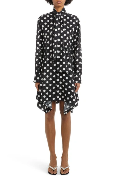 Versace Polka Dot-print Midi Dress In Negro