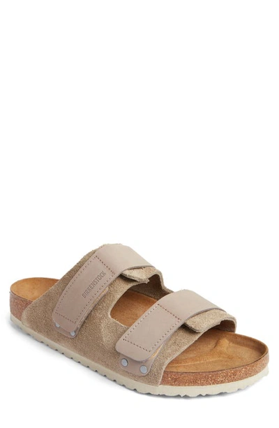 Birkenstock Uji Touch-strap Suede Sandals In Gray