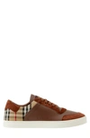 BURBERRY STEVIE LEATHER & CANVAS CHECK SNEAKER