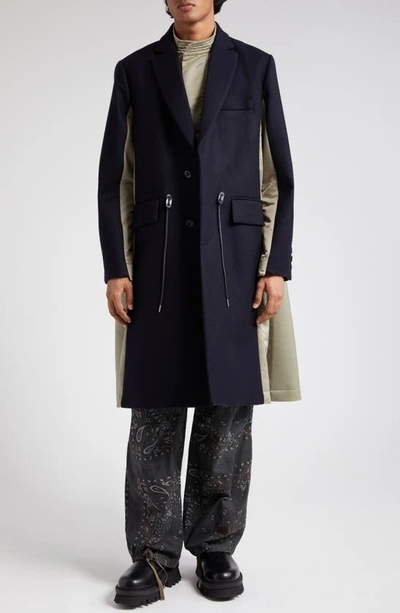 Sacai Nylon Insert Coat In Blue