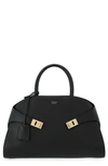 Ferragamo Mini Clutch Embellished Gancini Buckles In Black