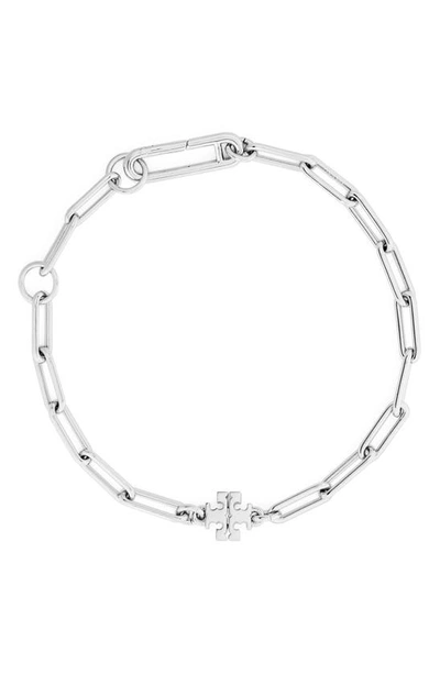 Tory Burch Good Luck Chain Bracelet In Tory Silver