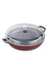 Staub 3.5-quart Enameled Cast Iron Braiser With Glass Lid In Grenadine