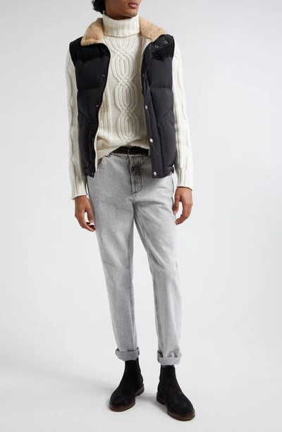 Brunello Cucinelli Cotton-corduroy And Shearling-trimmed Shell Down Gilet In Black