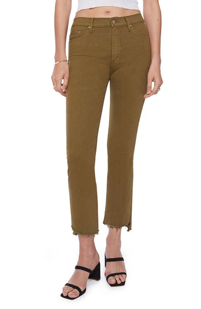 Mother The Insider Crop Step Fray Jeans In Fir Green