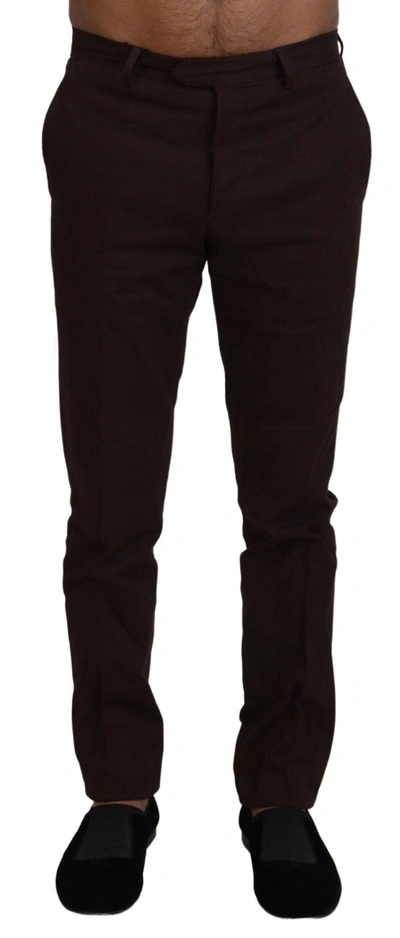 Bencivenga Brown Cotton Tapered Formal  Pants