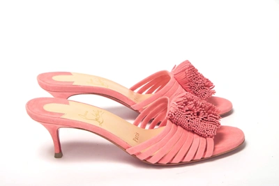 Christian Louboutin Operette Salmon Strappy Kitten Heel Sandal In Pink