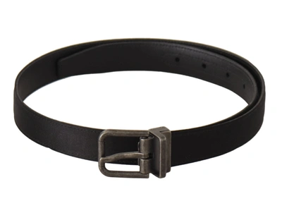 Dolce & Gabbana Black Calfskin Leather Vintage Metal Buckle Belt