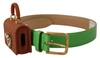 DOLCE & GABBANA DOLCE & GABBANA CHIC EMERALD LEATHER BELT WITH ENGRAVED WOMEN'S BUCKLE