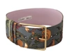 DOLCE & GABBANA DOLCE & GABBANA MULTICOLOR LEATHER EMBROIDERED GOLD METAL BUCKLE WOMEN'S BELT