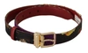 DOLCE & GABBANA DOLCE & GABBANA MULTICOLOR CANVAS LEATHER BELT WITH ENGRAVED WOMEN'S BUCKLE