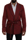 Dolce & Gabbana Red Striped Martini Printed Lining Robe In Red