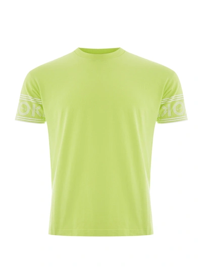 Kenzo Yellow Cotton T-shirt With Contrasting Logo On Sleeves