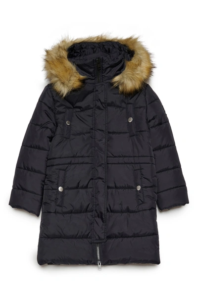Diesel Kids' Long Padded Jacket With  Patch In Black