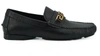 VERSACE VERSACE BLACK CALF LEATHER LOAFERS MEN'S SHOES