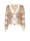 Woolrich Cardigan With Check Pattern In Cream Buffalo
